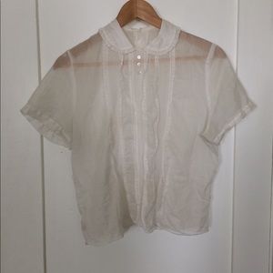 Sheer vintage button back top